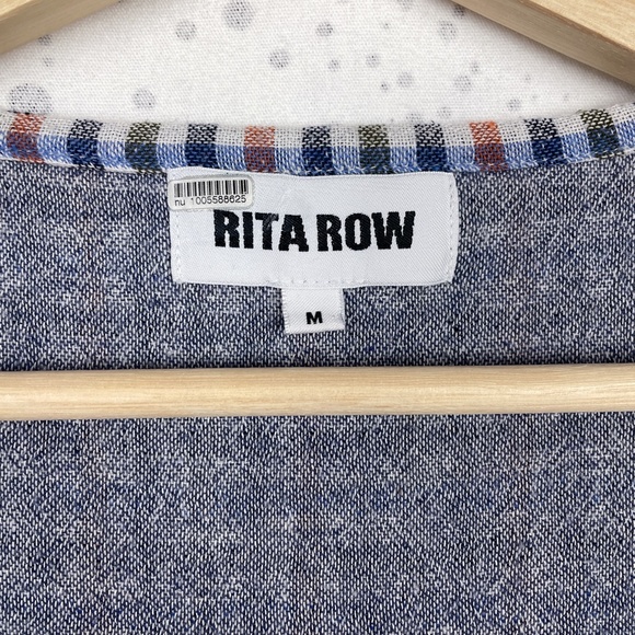 Rita Row Plaid Surplice Crop Top in Blue Multi M - Picture 3 of 9